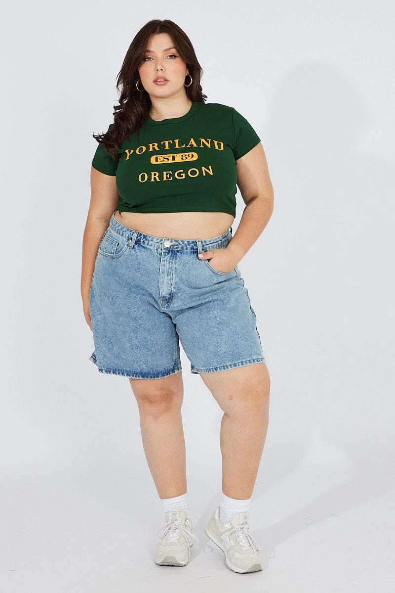 Green Graphic Baby T-shirt Short Sleeve Crew Neck Everyday Wear Practical Wear