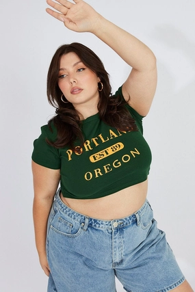 Green Graphic Baby T-shirt Short Sleeve Crew Neck Soft Knit