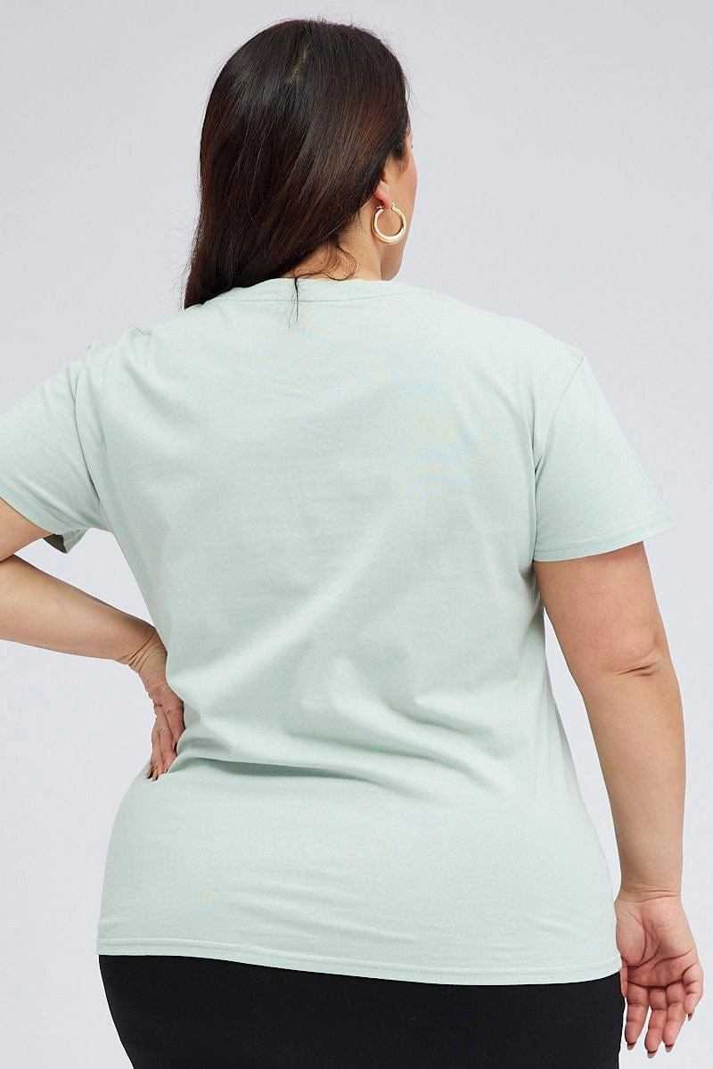 Active Style Trend TemperatureRegulating Green Graphic T-shirt Short Sleeve Crew Neck