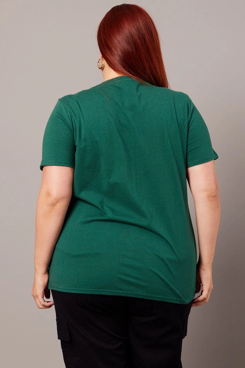Cozy Fit Green Graphic T-shirt Short Sleeve Crew Neck