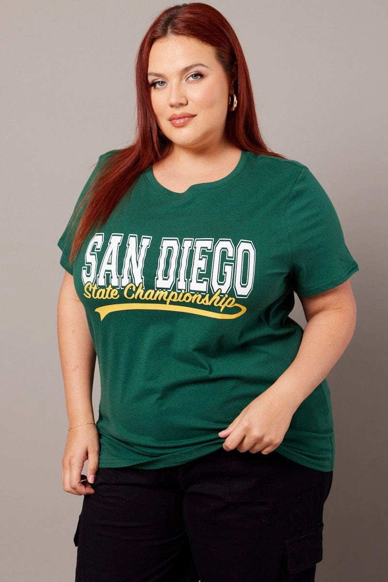 Easy Fit Wear Classic timelessness Green Graphic T-shirt Short Sleeve Crew Neck