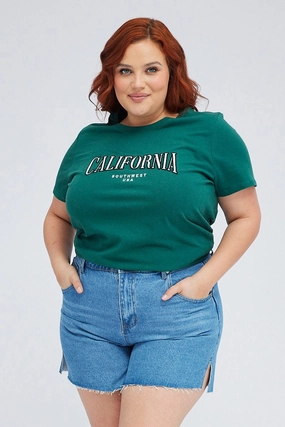 Green Graphic T-shirt Short Sleeve Crew Neck Flexible Collar Quick Dry Fit