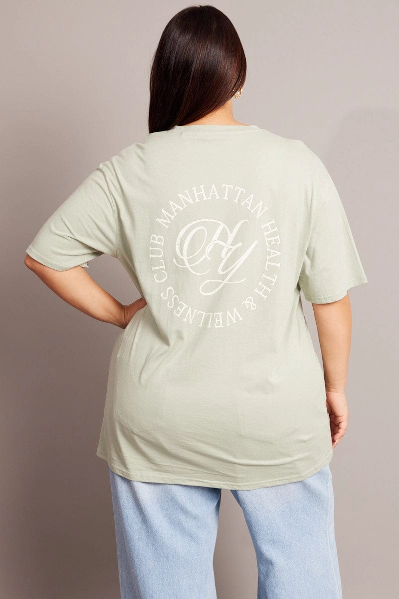 Green Graphic T-shirt Short Sleeve Crew Neck Active Wear Limited Edition