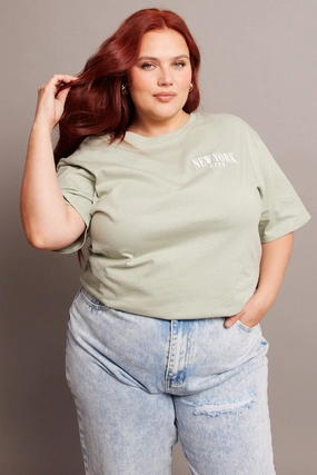 Green Graphic Tee Short Sleeve Relaxed Crew Neck Eco Conscious Production Timeless Comfort Wear
