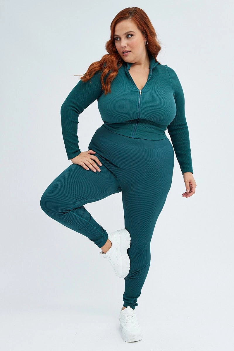 Green Leggings Seamless Activewear anti slip grip