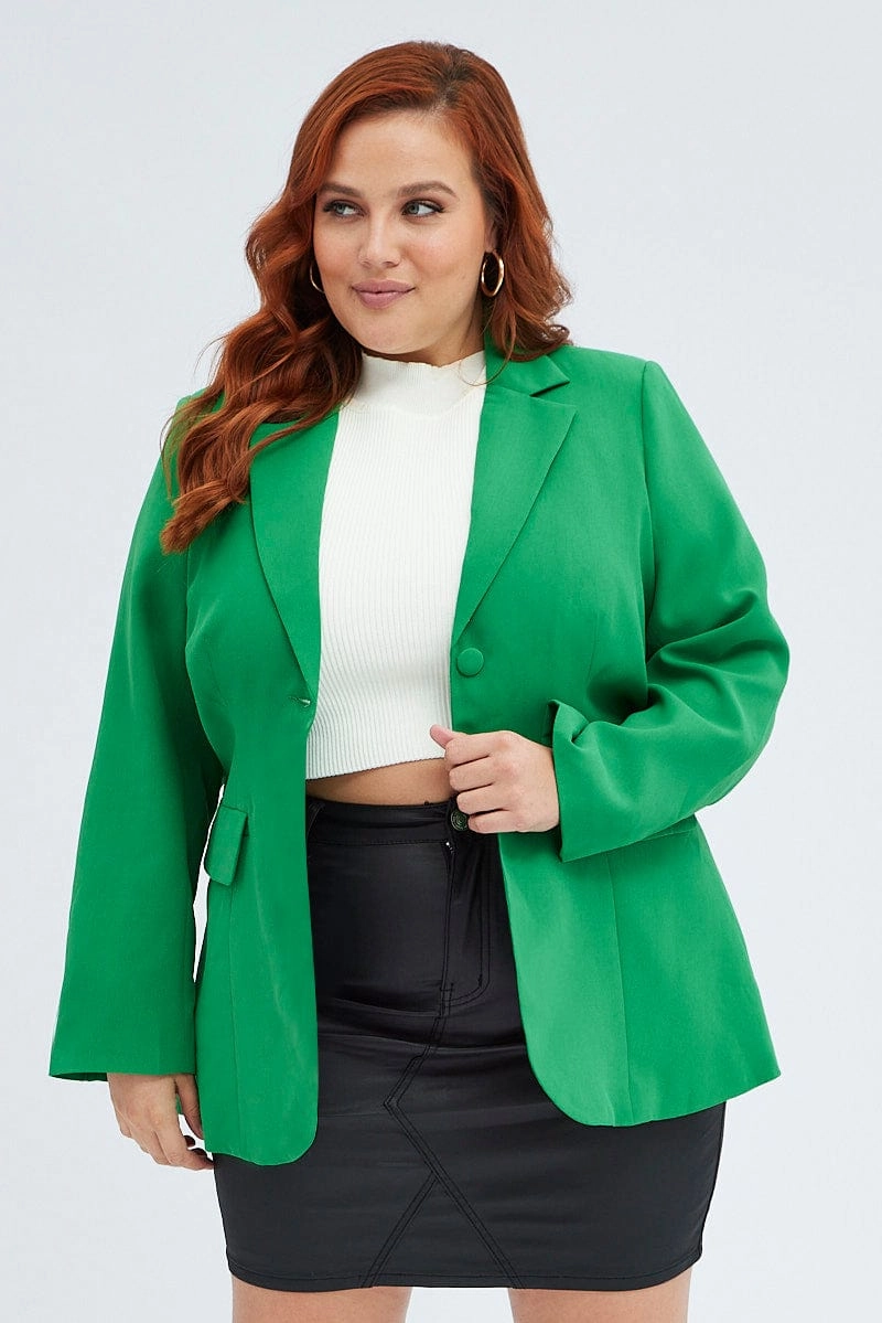 Light Activated Cooling Weatherproof Zipper Seals Green Long Sleeve Blazer Two Button Lined