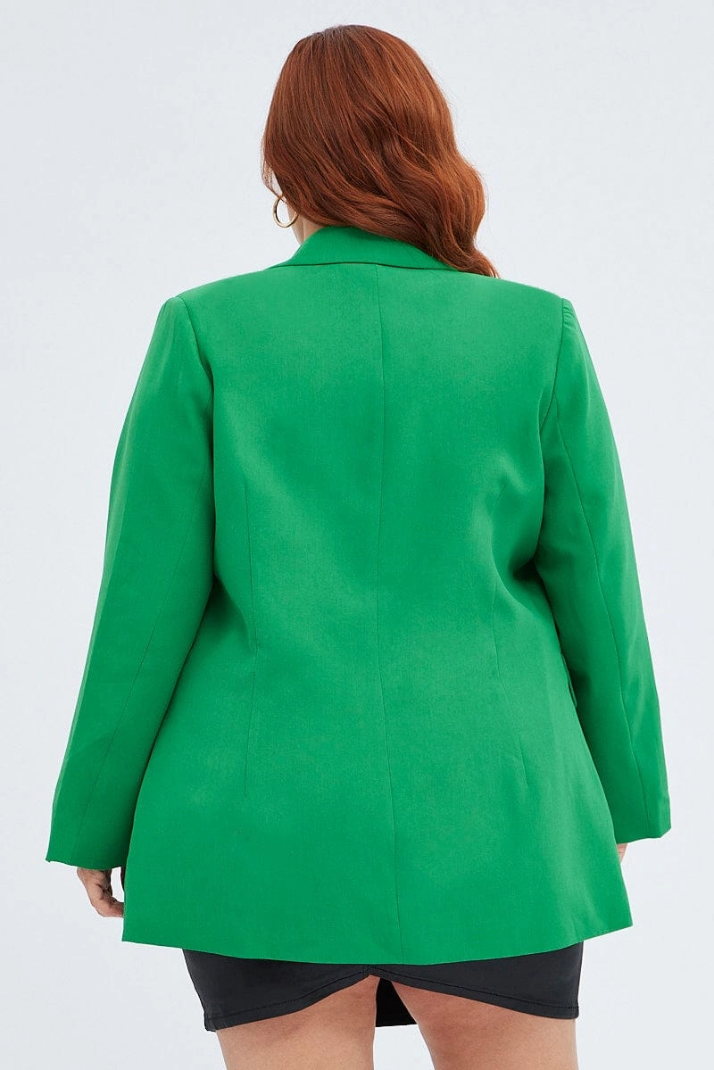 Hooded style CompressionResistant Green Long Sleeve Blazer Two Button Lined