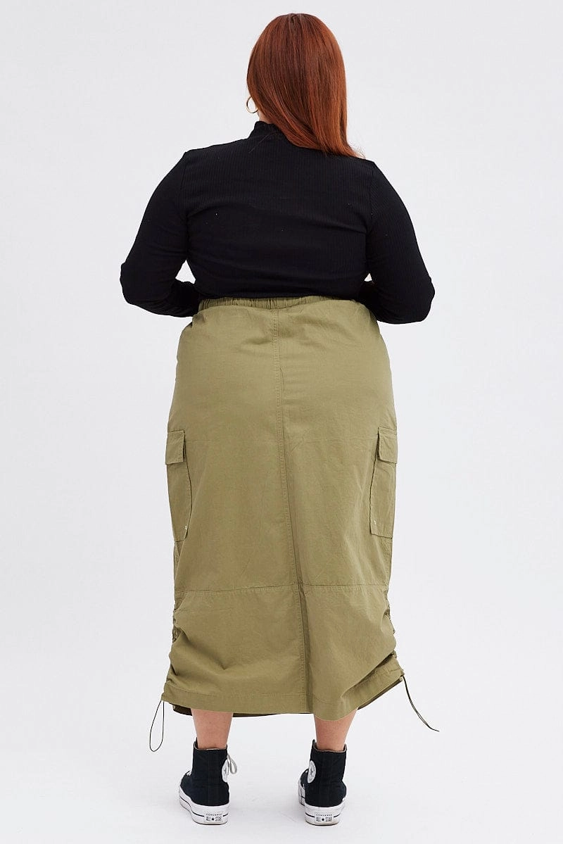 Green Maxi Skirt Parachute Limited Edition Breathable fabric