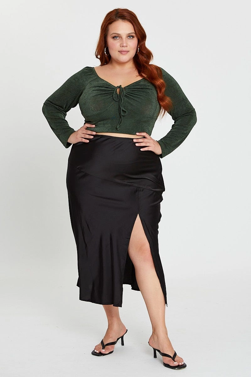 Biodegradable Fabric Green Midi Skirt