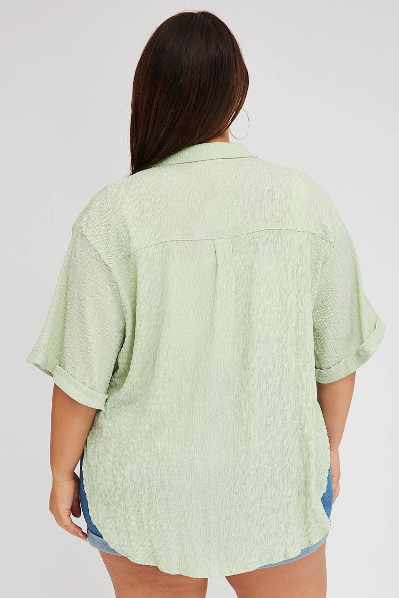 Green Relaxed Shirt Short Sleeve Textured Abstract art