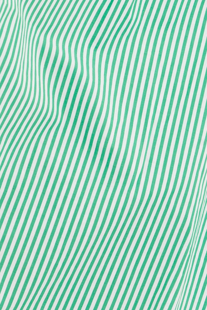 Trendy Design Seasonal Fashion Green Stripe Oversized Shirts Button Through