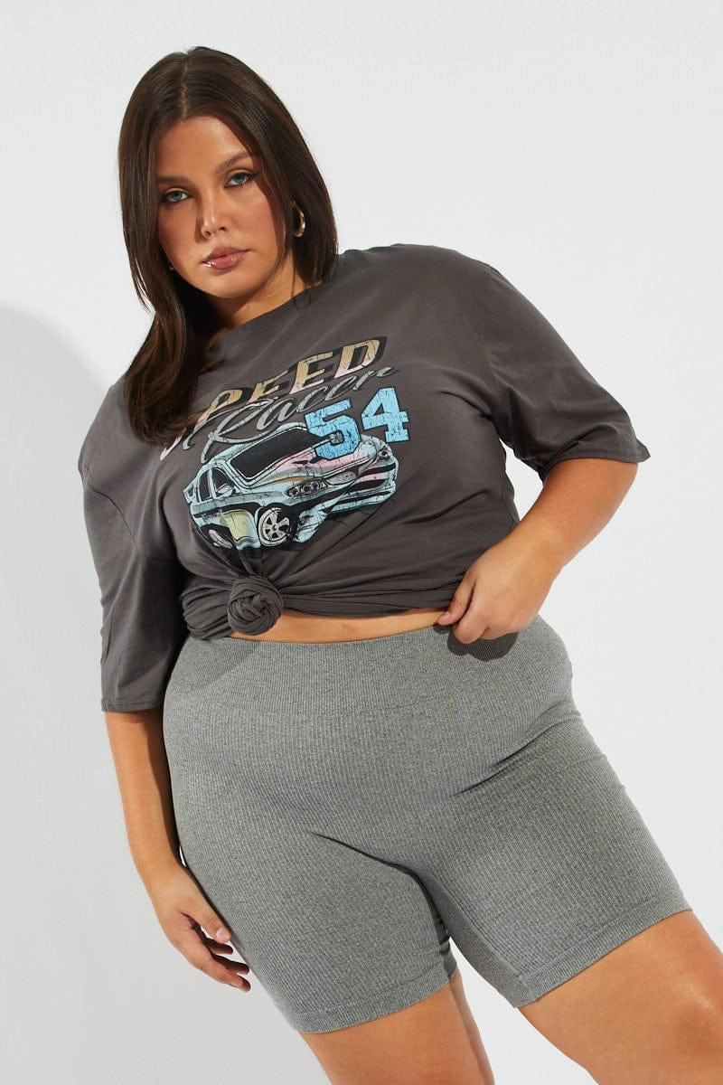 Grey Bike Shorts Seamless Seamless Comfort