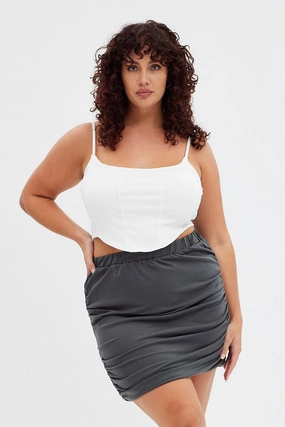 Quick Fit Grey Bodycon Skirt Mini Ruched