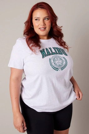 Grey Graphic T-shirt Short Sleeve Crew Neck Bohemian freedom Playful Vibes