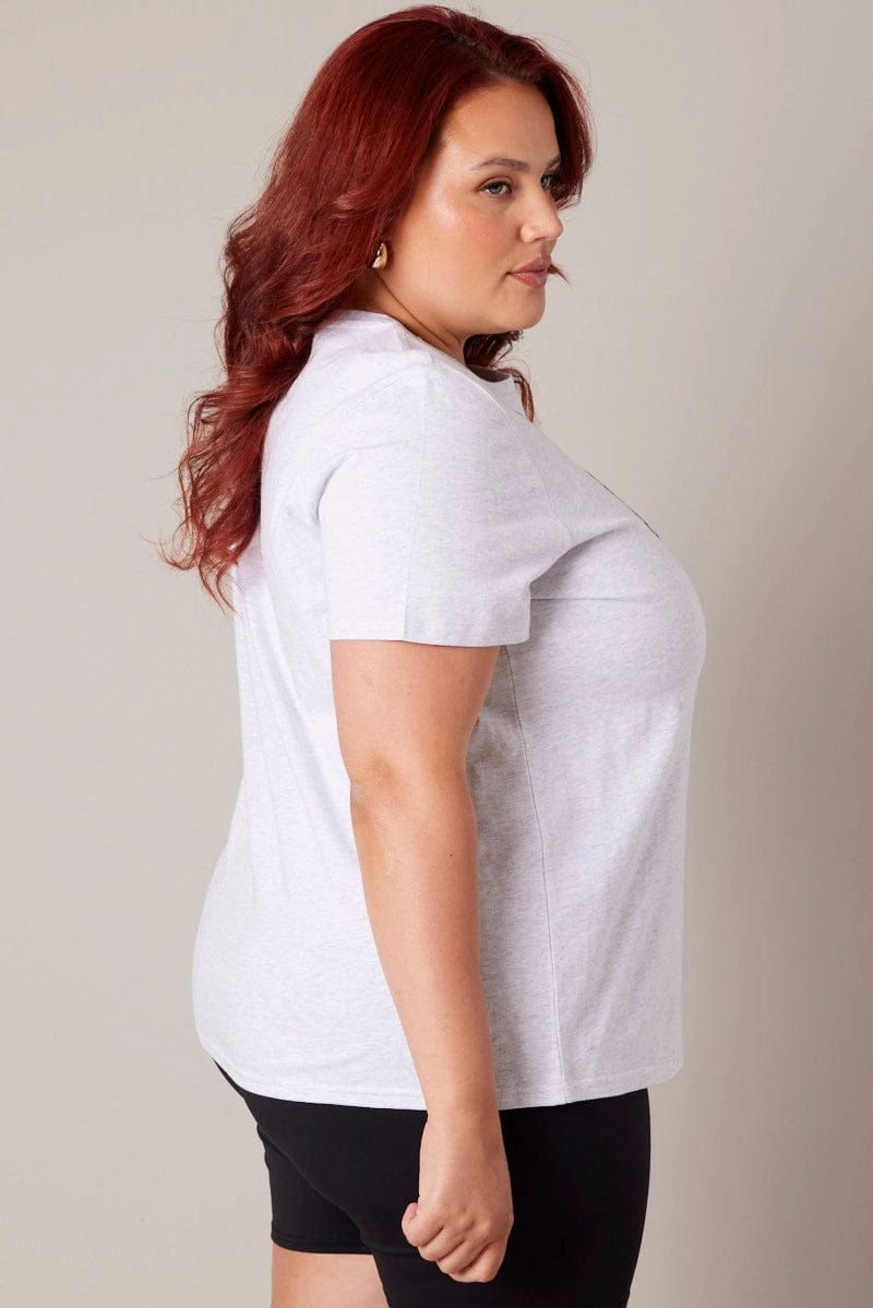 Grey Graphic T-shirt Short Sleeve Crew Neck Breathable fabric
