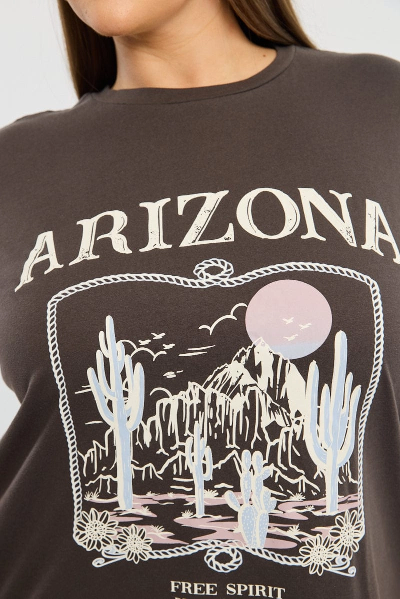 Performance Wear Grey Graphic T-shirt Short Sleeve Crew Neck