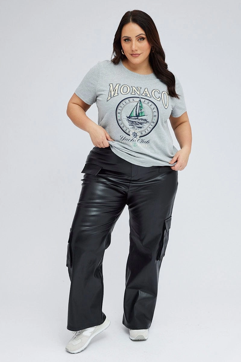 Stylish Comfort Grey Graphic T-shirt Short Sleeve Crew Neck