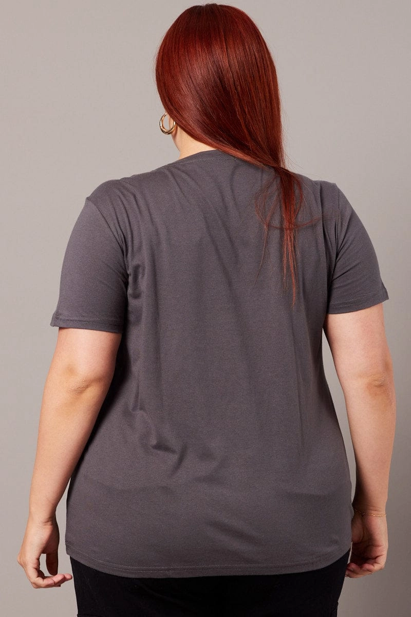 anniversary Grey Graphic T-shirt Short Sleeve Crew Neck