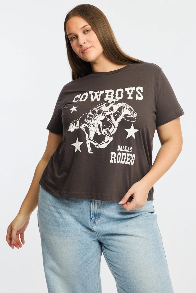 Cozy Layers Breathable Performance Grey Graphic T-shirt Short Sleeve Crew Neck