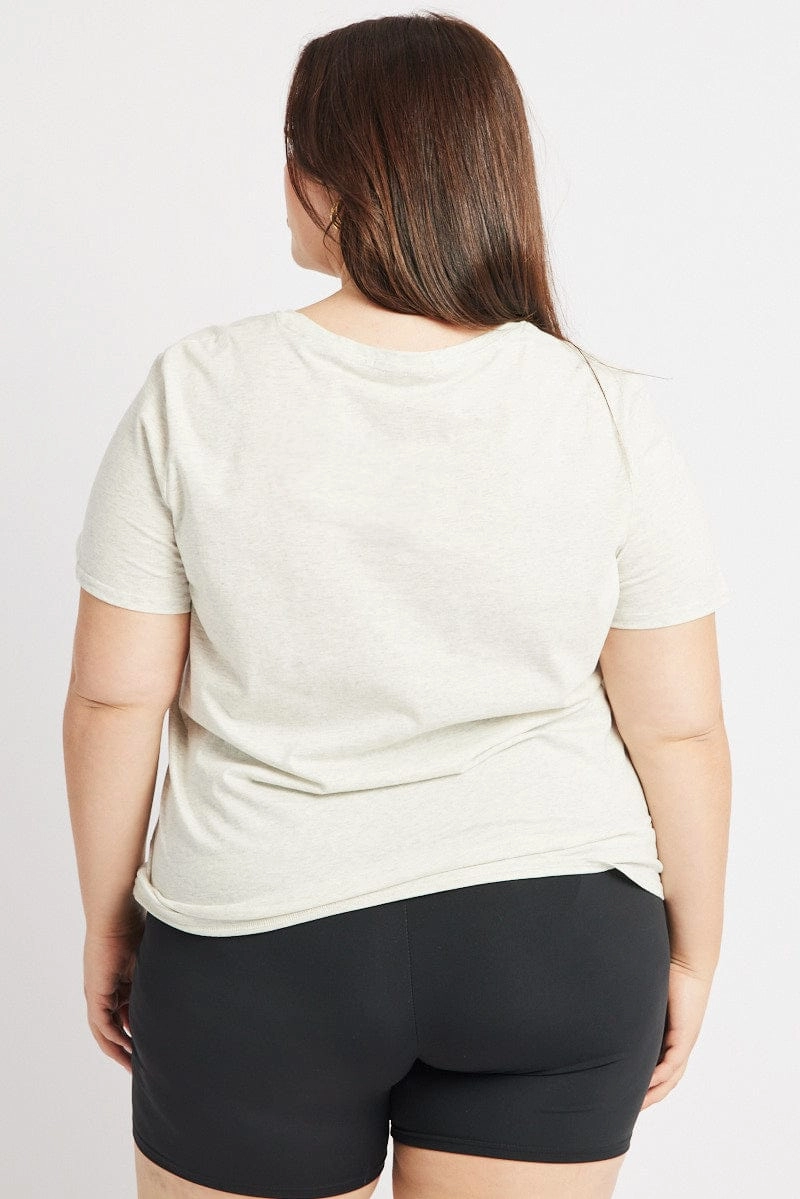 Weekend Comfort Outdoor Leisure Look Grey Graphic T Shirt Short Sleeve Crew Neck