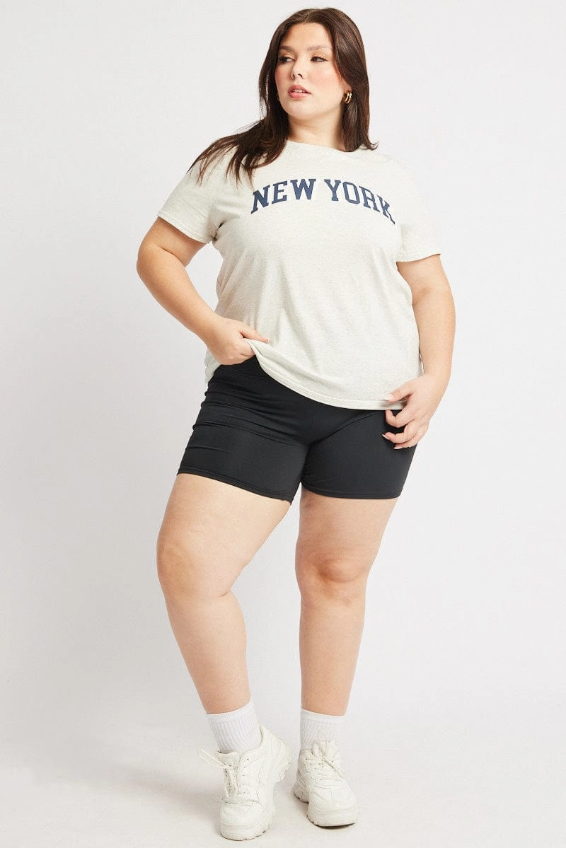 Grey Graphic T Shirt Short Sleeve Crew Neck Modern Smart Soft Texture