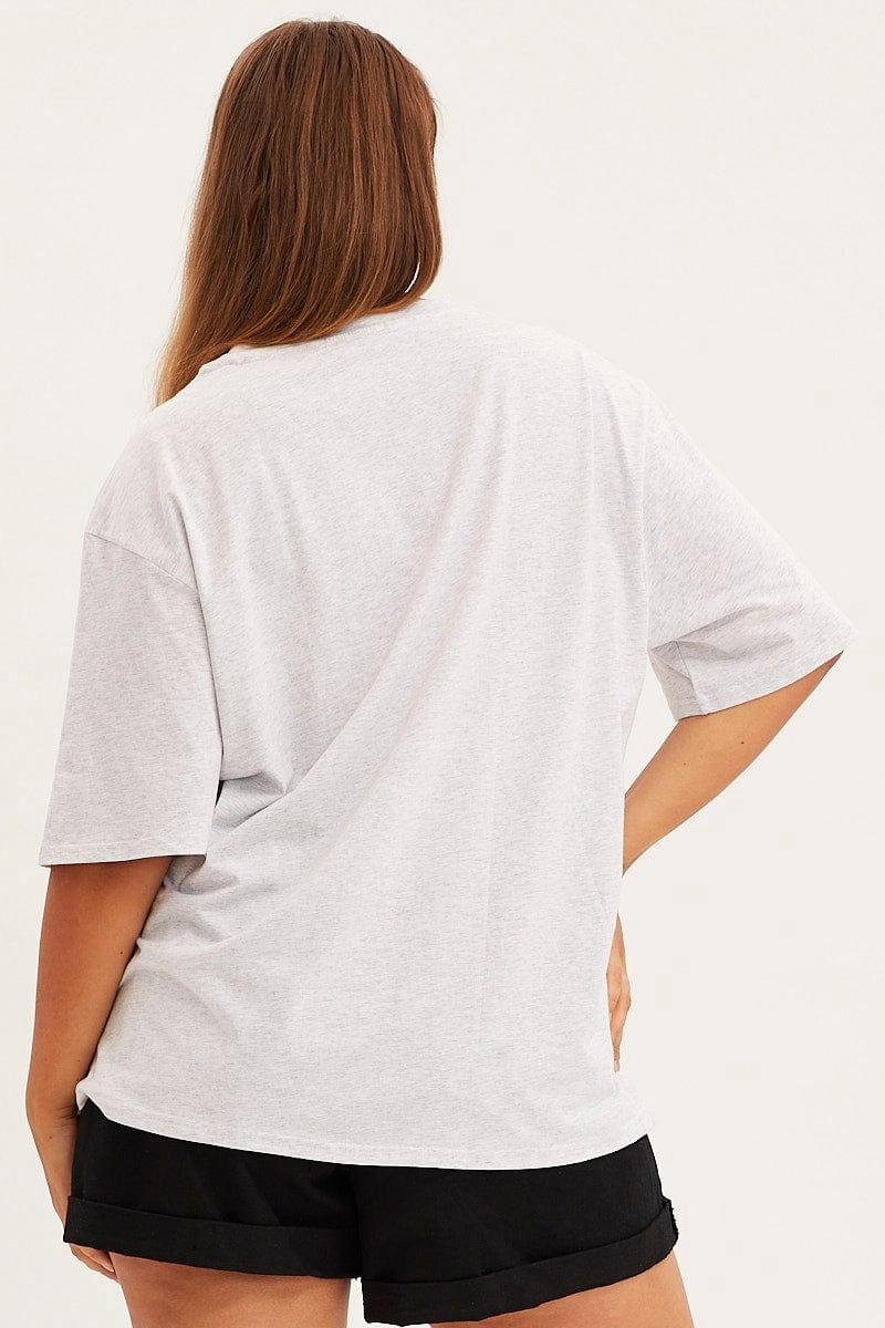TemperatureControl Fabric Basic Layering Grey Graphic T-shirt Short Sleeve Crew Neck