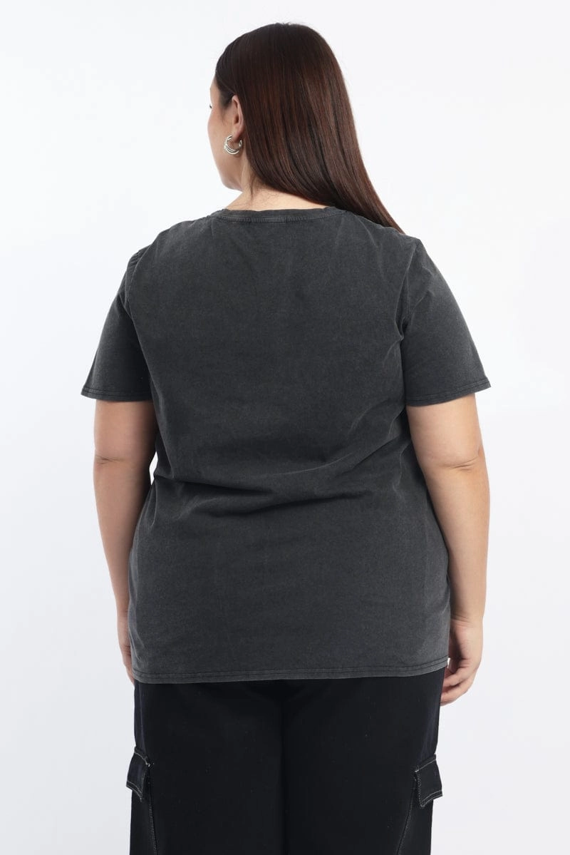 Grey Graphic T Shirt Short Sleeve Crew Neck Casual Choice