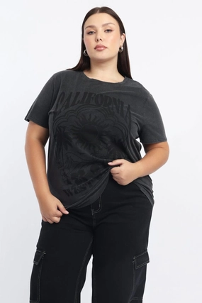 Grey Graphic T Shirt Short Sleeve Crew Neck All-day Comfort Stretch Jersey Knit