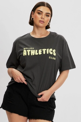 Grey Graphic T Shirt Short Sleeve Crew Neck Basic Layering