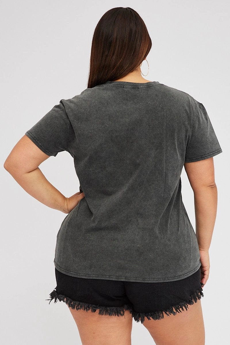 Grey Graphic T-shirt Short Sleeve Crew Neck Functional Wearable