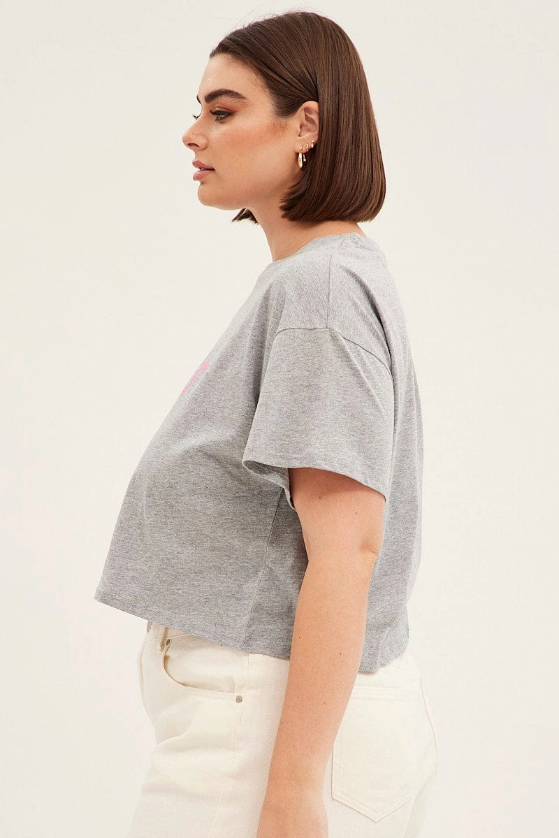 Basic Piece Sporty Comfort Wear Grey Graphic T-shirt Short Sleeve Rainbow Las Vegas