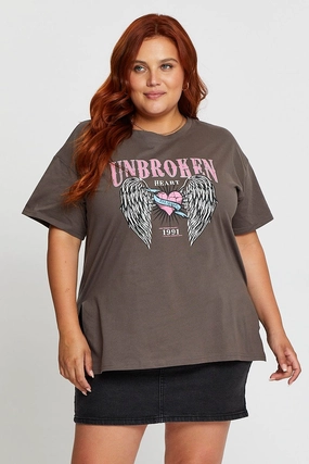 AntiStaticFinish Grey Graphic T-shirt Unbroken Short Sleeve Cotton