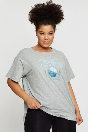 Perfect Comfort Wear Chilly Comfort Wear Grey Graphic T-shirt Yosemite Short Sleeve Cotton