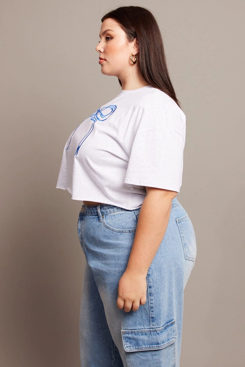 Grey Graphic Tee Short Sleeve Relaxed Fit Crew Neck Flexible Comfort