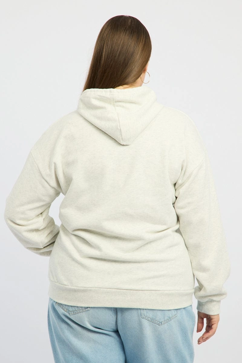 Grey Oversized Sweatshirt Hooded Long Sleeve Crew Neck Essential Sporty
