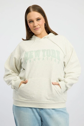 Grey Oversized Sweatshirt Hooded Long Sleeve Crew Neck Layered Wear
