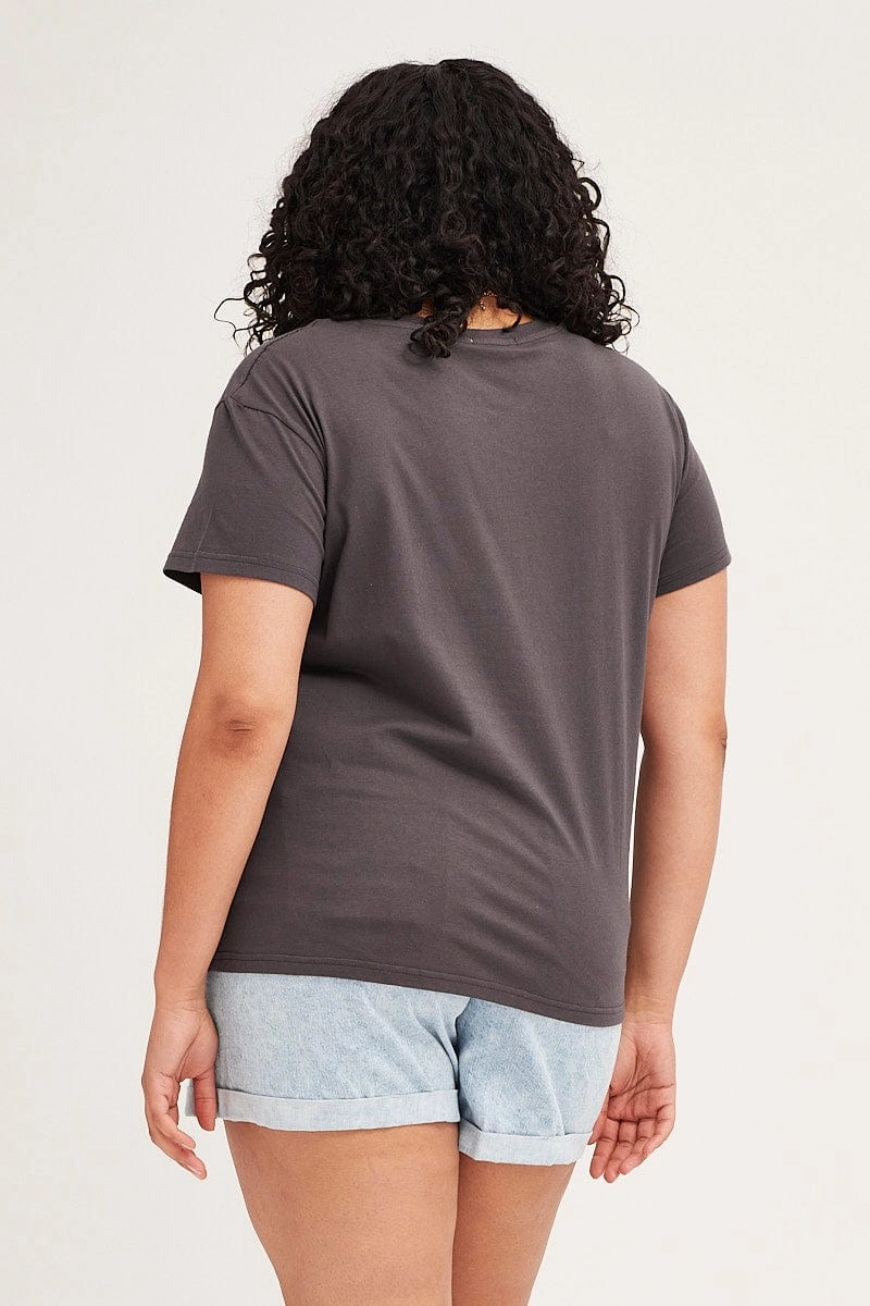 Ethically Sourced Material Sporty Look Grey Short Sleeve Regular Houston T-shirt