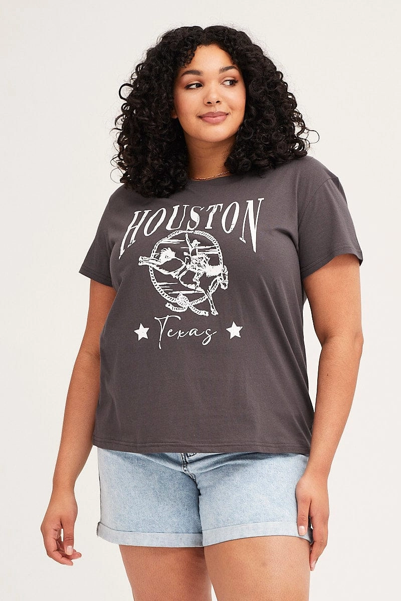 Washable BreathableMeshLining Grey Short Sleeve Regular Houston T-shirt