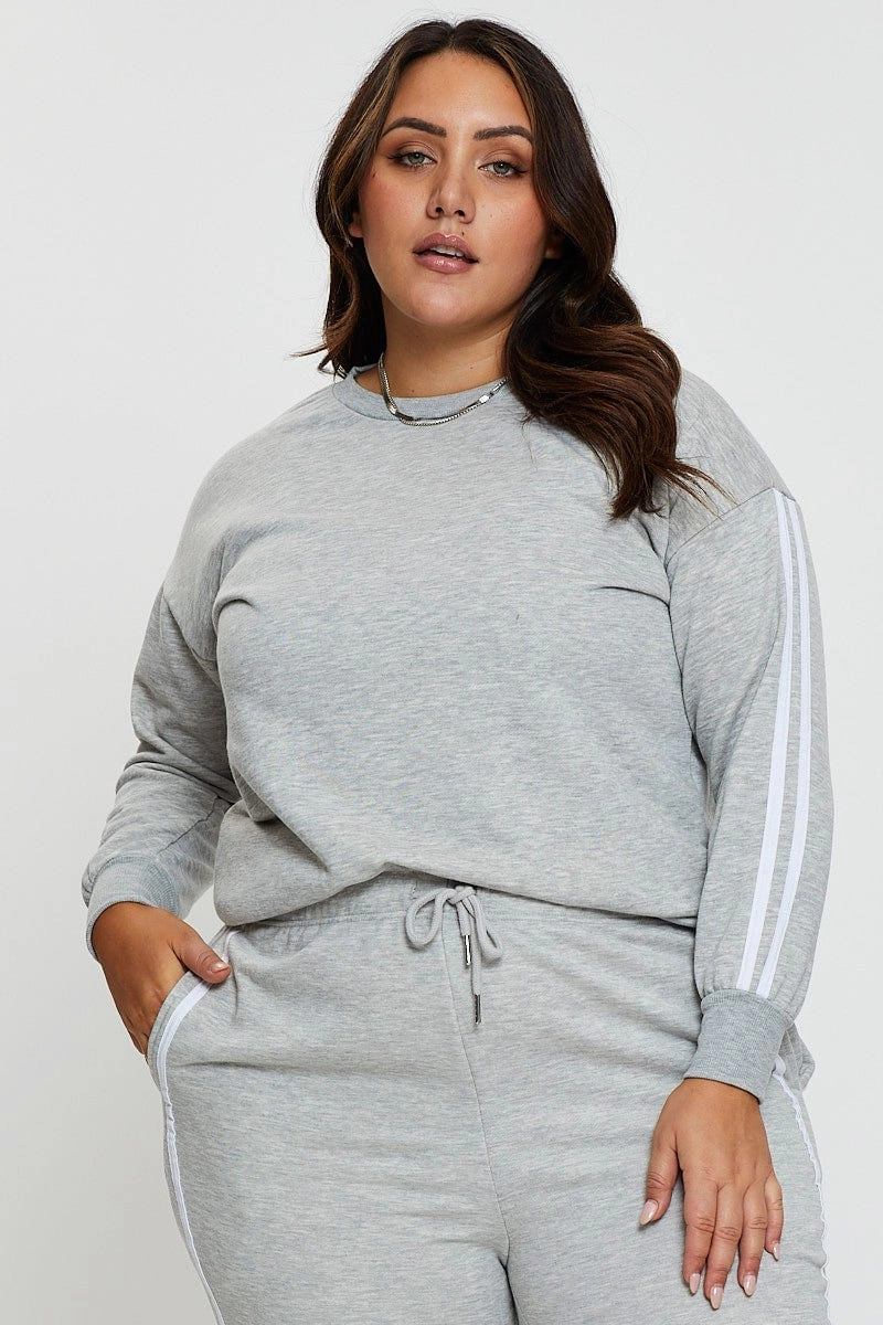 Hooded product satin lining luxury Grey Sleeve Sweatshirt Stripe Sleeve Detail Long