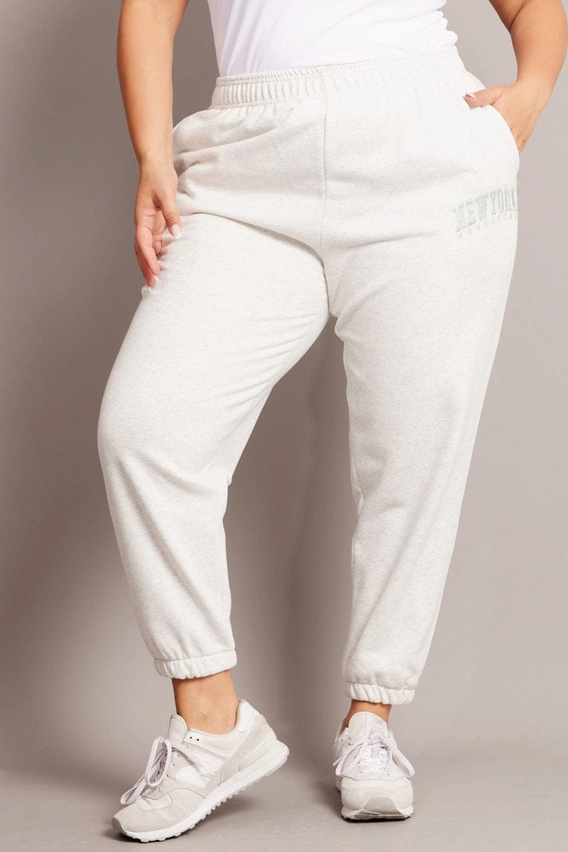 Grey Track Pants High Rise tailored look