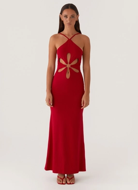 Grow Together Maxi Dress - Red Flawless Waistband