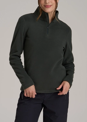 Half Zip Polar Fleece Pullover Sweater for Tall Women in Pine Grove Matte Finish
