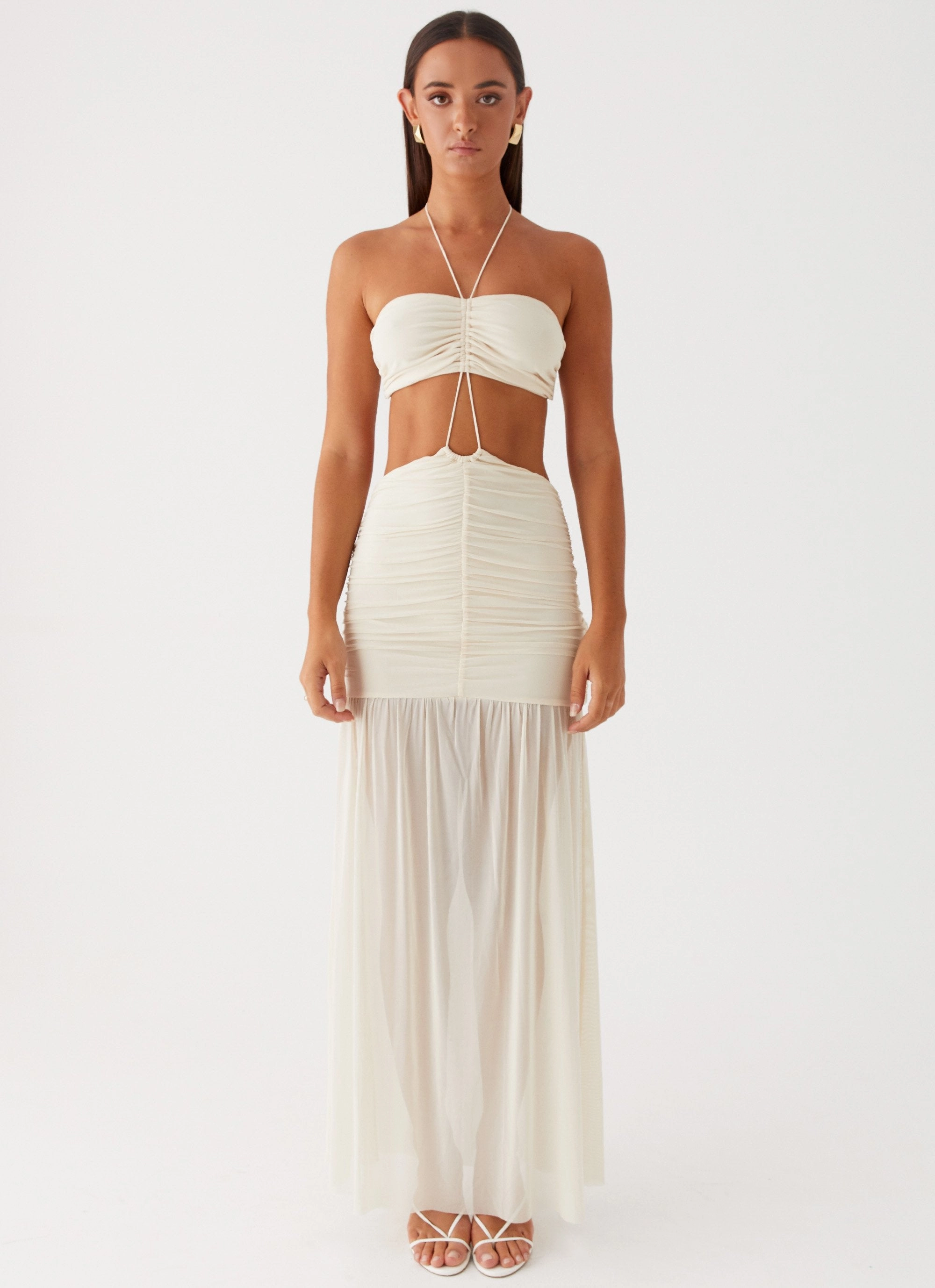 Urban Chic Adjustable-Length Clover Cut Out Maxi Dress - Lemon