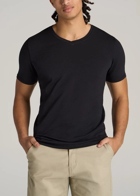 Fade Resistant Treatment The Essential SLIM-FIT V-Neck Tee for Tall Men in Black