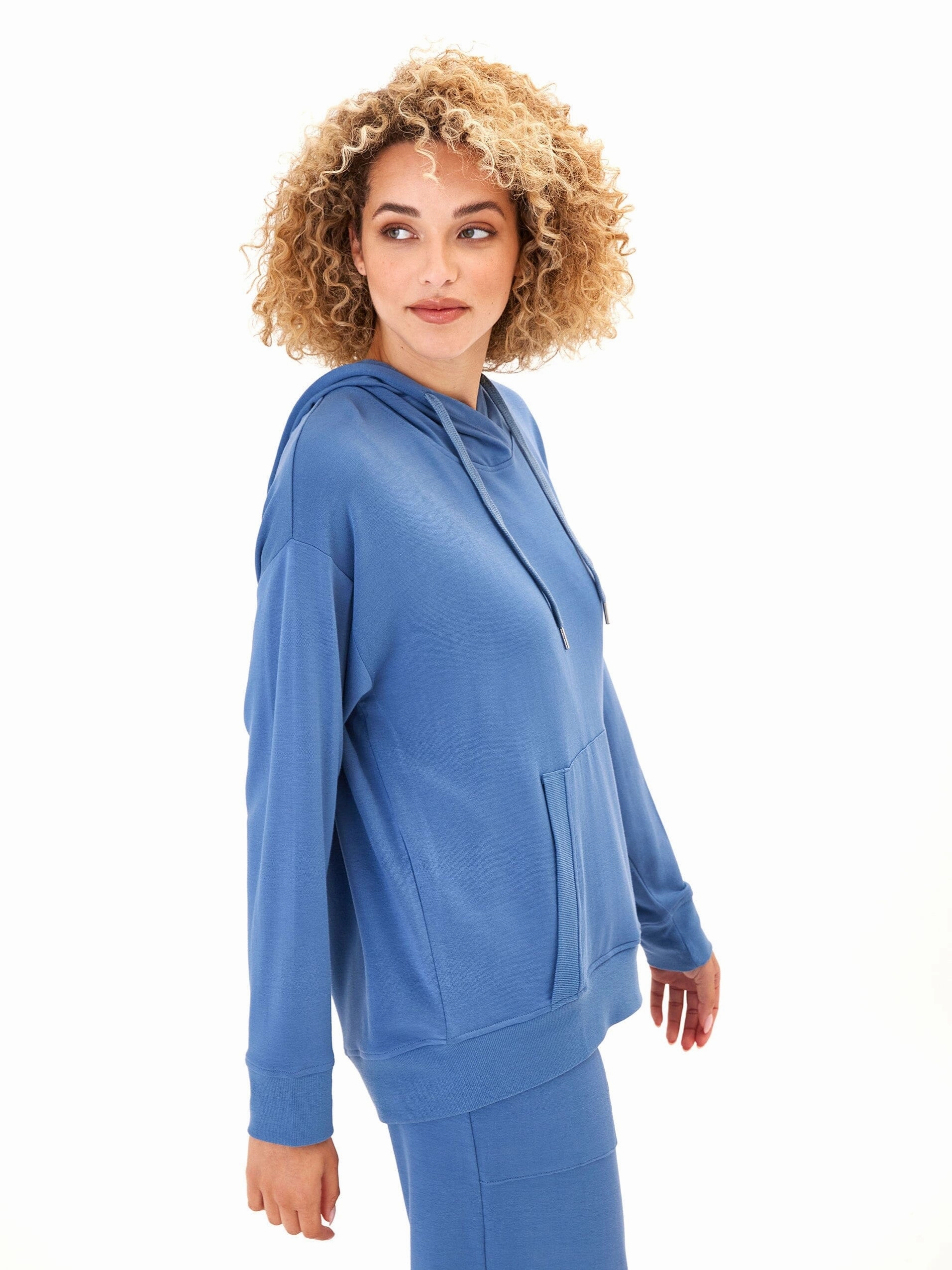 Double Breasted Madge Feather Fleece Pullover Hoodie