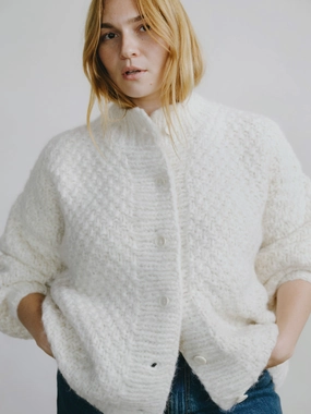 Bell Hand Knit Cardigan, Alpaca Cotton, Cream product mesh lining breathability