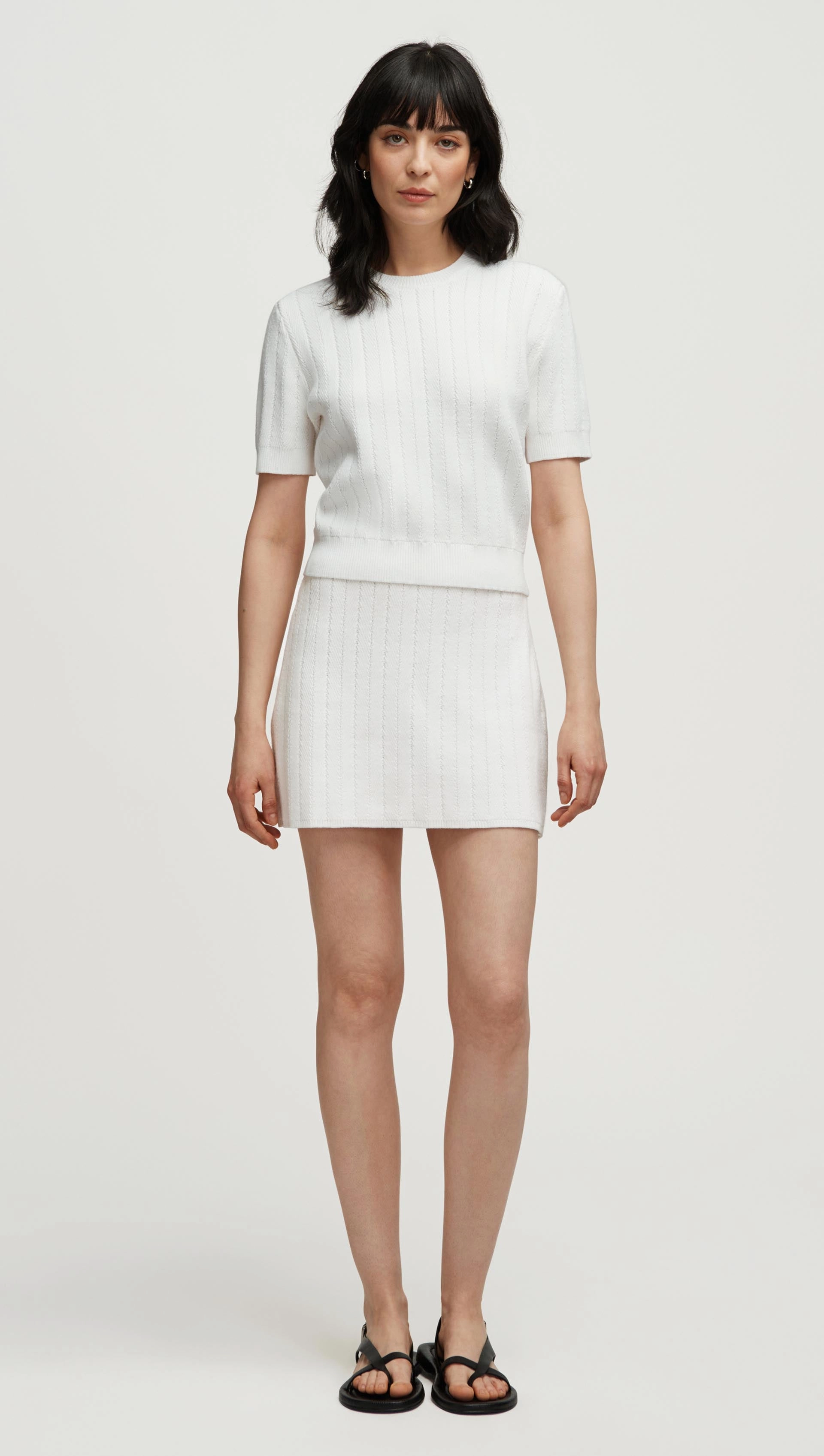 Herringbone Skirt in Viscose Polyester | White Anti Static Lining