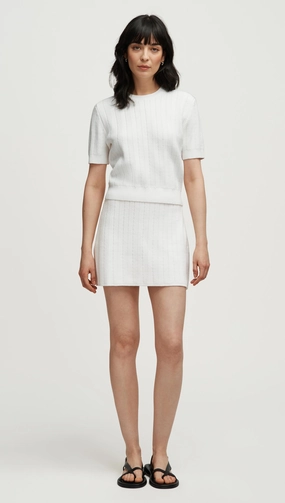 All Day Look Herringbone Skirt in Viscose Polyester | White