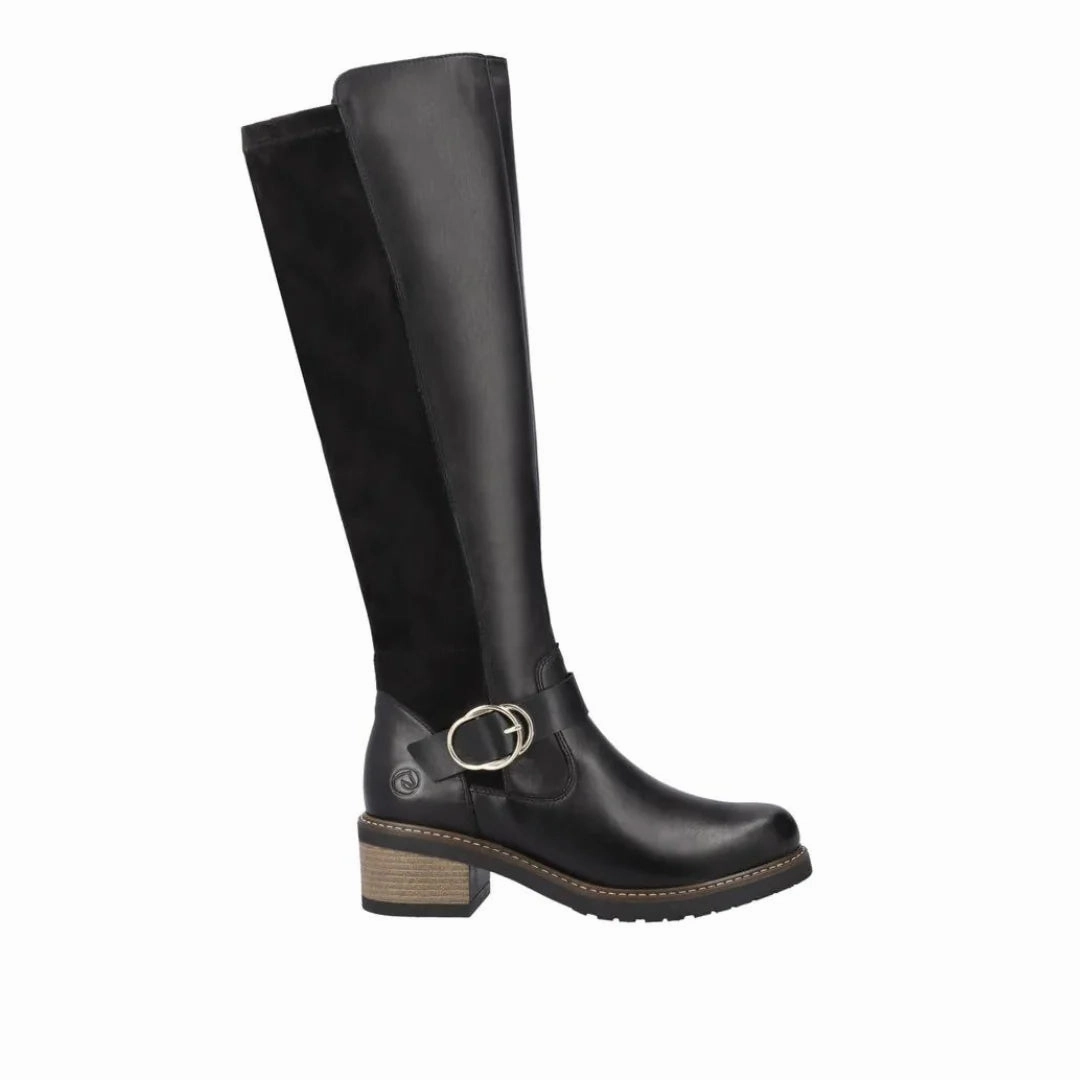 Remonte by Rieker Women's Aida Tall Boot - Black Flexible Frame Daily Walks