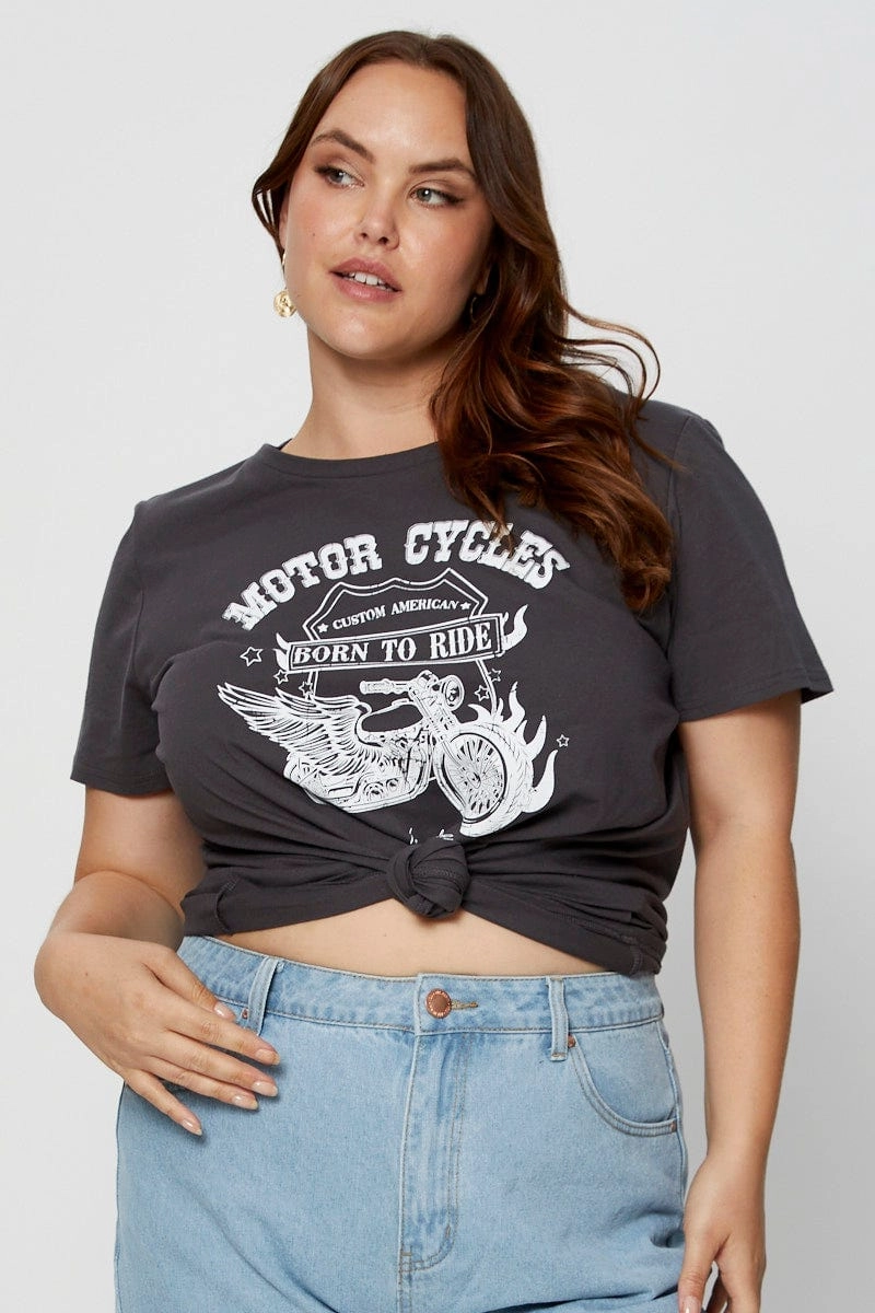 Layering Essential Chill Comfort Grey Graphic T-shirt Crew Neck Short Sleeve